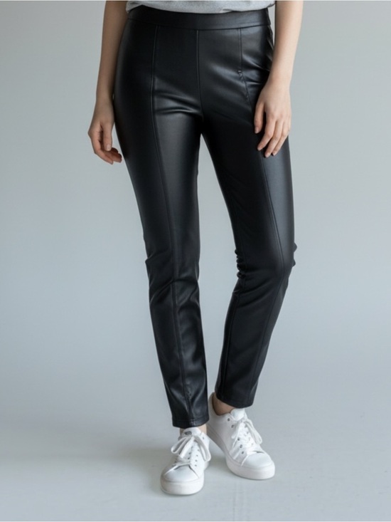 Zara Pants - Zara Black Women Faux Leather Trousers (XL) with elastic waist